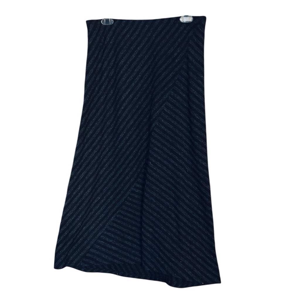 GNW Black Asymmetrical Pattern  Striped Skirt